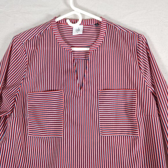 Cabi Franklin Striped Top Womens Pullover Sz M Red White Blue Patriotic Blouse - Picture 10 of 13
